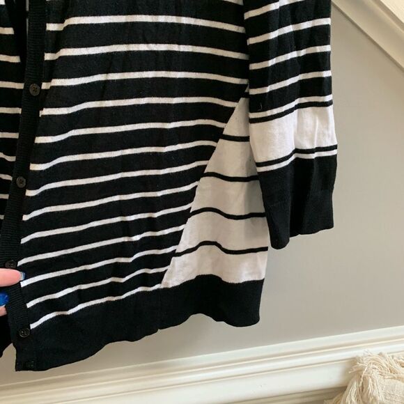 Susina Black & White Stripe Light Cardigan Sweater XL - Picture 2 of 5
